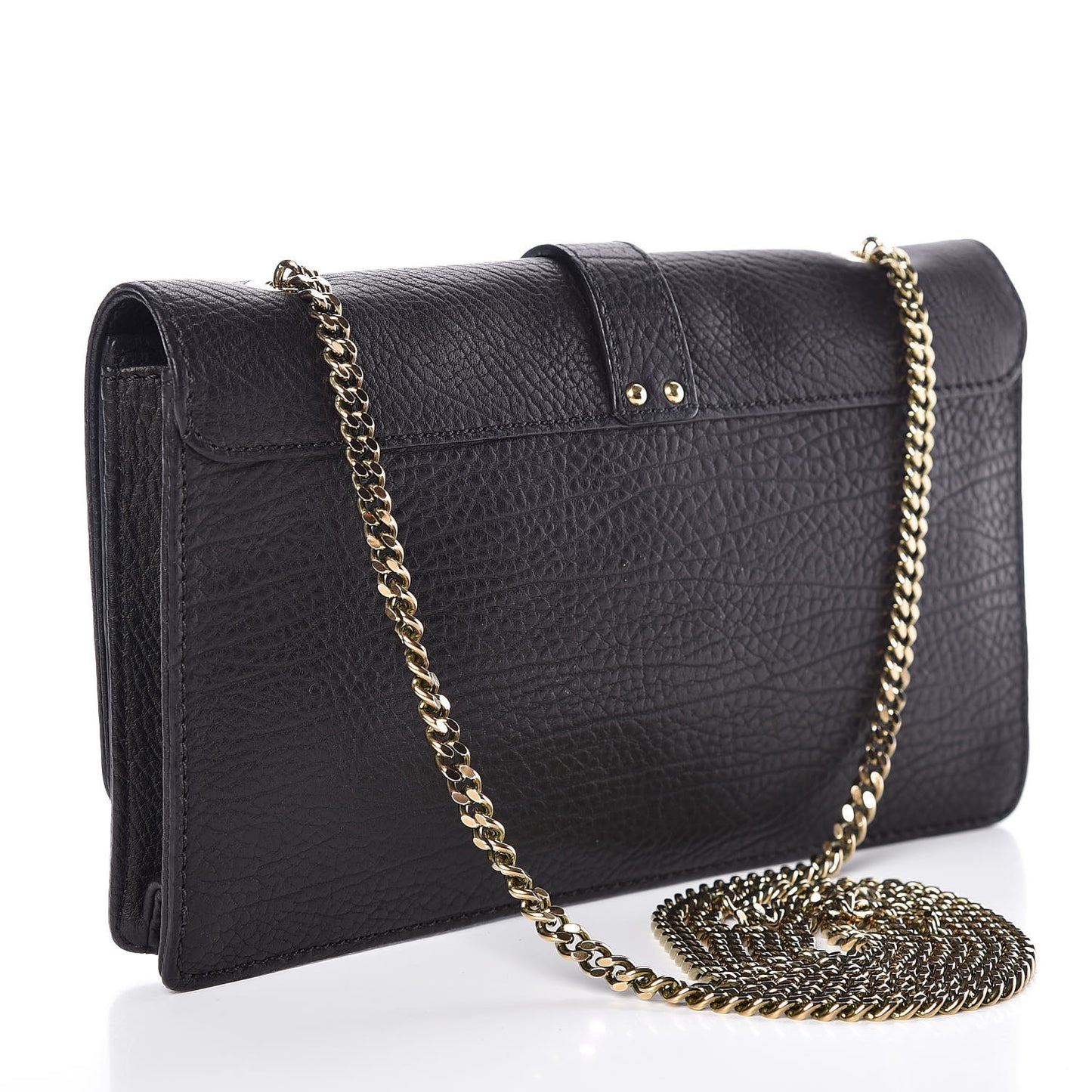 Calfskin Aurore Wallet on Chain Black