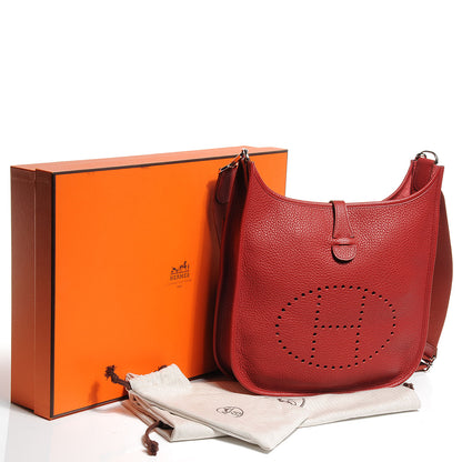 Hermes Taurillon Clemence Evelyne III PM Rouge Garance 5 of 8