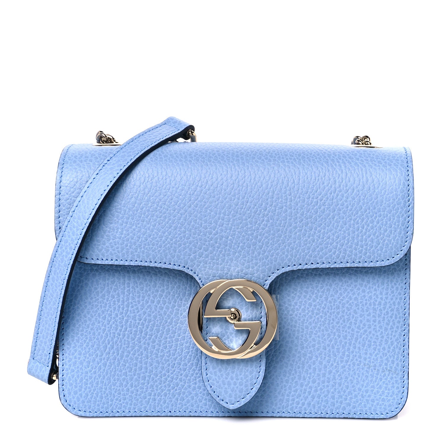 Gucci Dollar Calfskin Small Interlocking G Shoulder Bag Mineral Blue 1 of 10