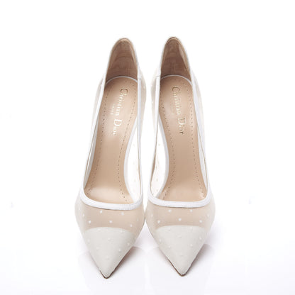 Christian Dior Mesh Plumetis Tulle D-Moi Pumps 39 White 5 of 10