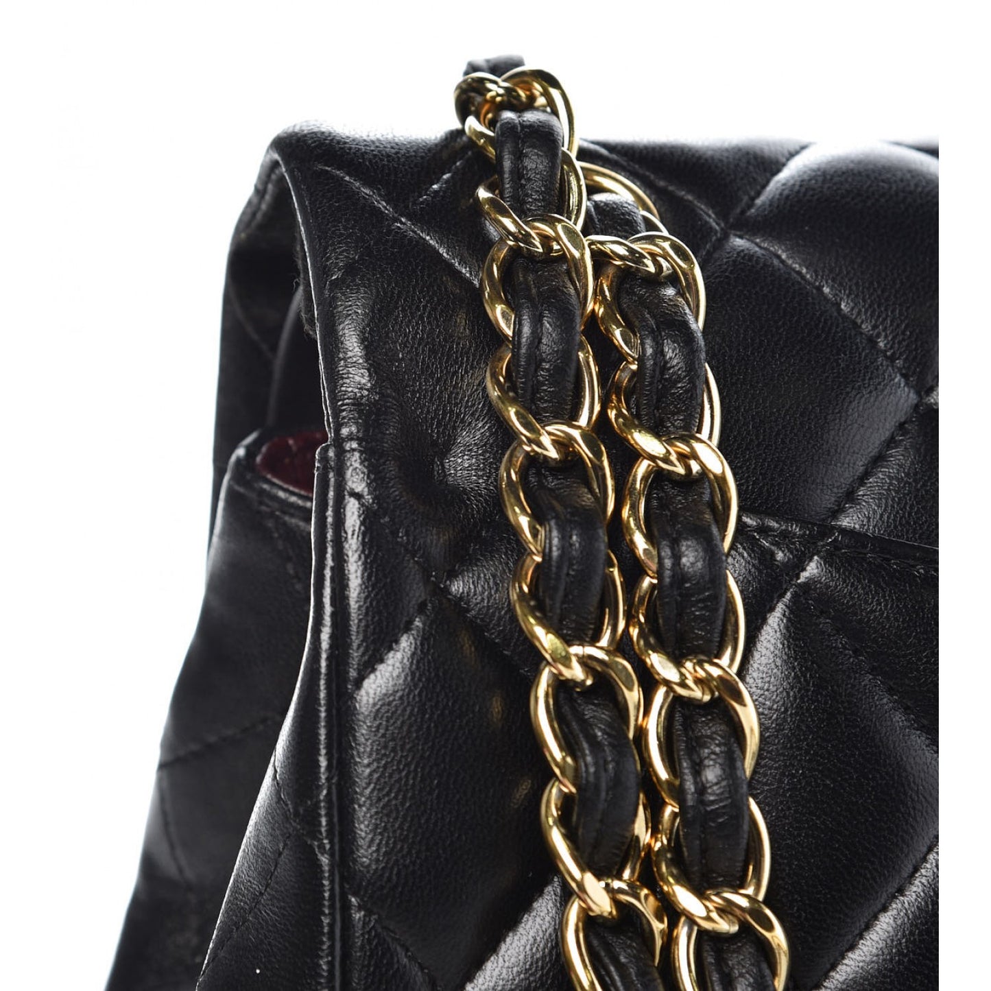 Lambskin Quilted Jumbo Double Flap Black