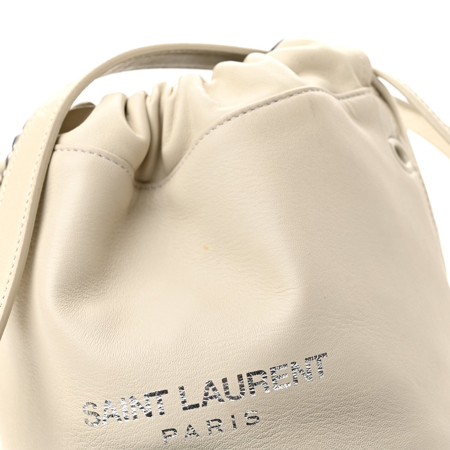 Lambskin Small Teddy Bucket Bag White