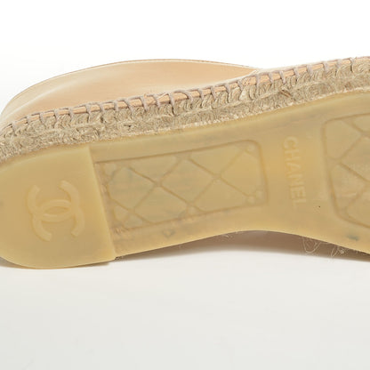 Chanel Lambskin CC Espadrilles 40 Beige Black 7 of 8
