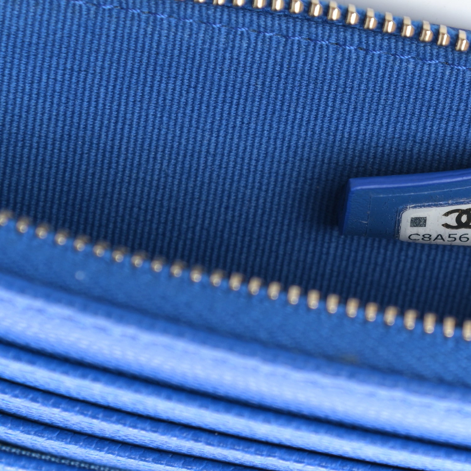 Chanel Caviar Quilted Zip Card Holder Wallet Blue 7 of 8