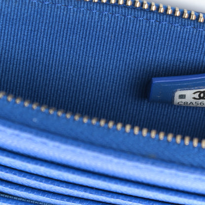 Chanel Caviar Quilted Zip Card Holder Wallet Blue 7 of 8