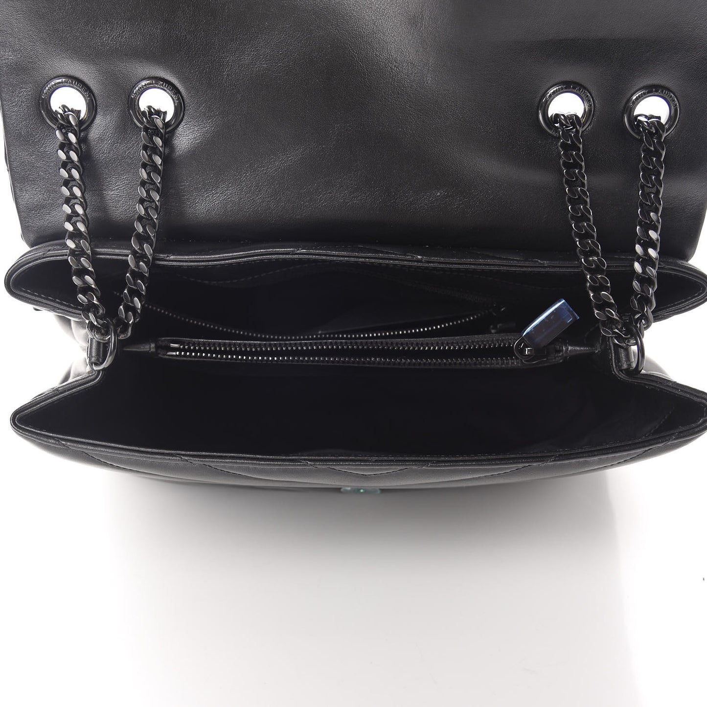 Calfskin Y Quilted Monogram Medium Loulou Chain Satchel Black