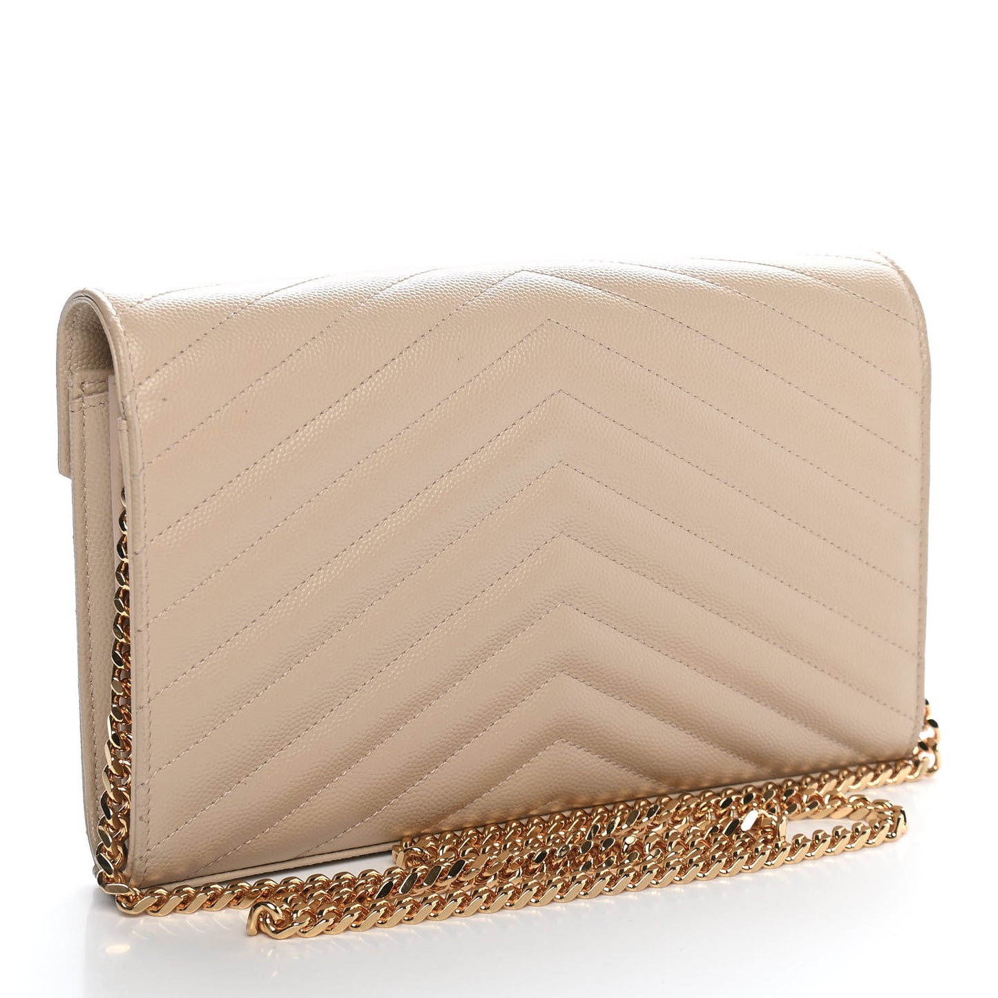 Grain De Poudre Matelasse Chevron Monogram Chain Wallet Nude Powder