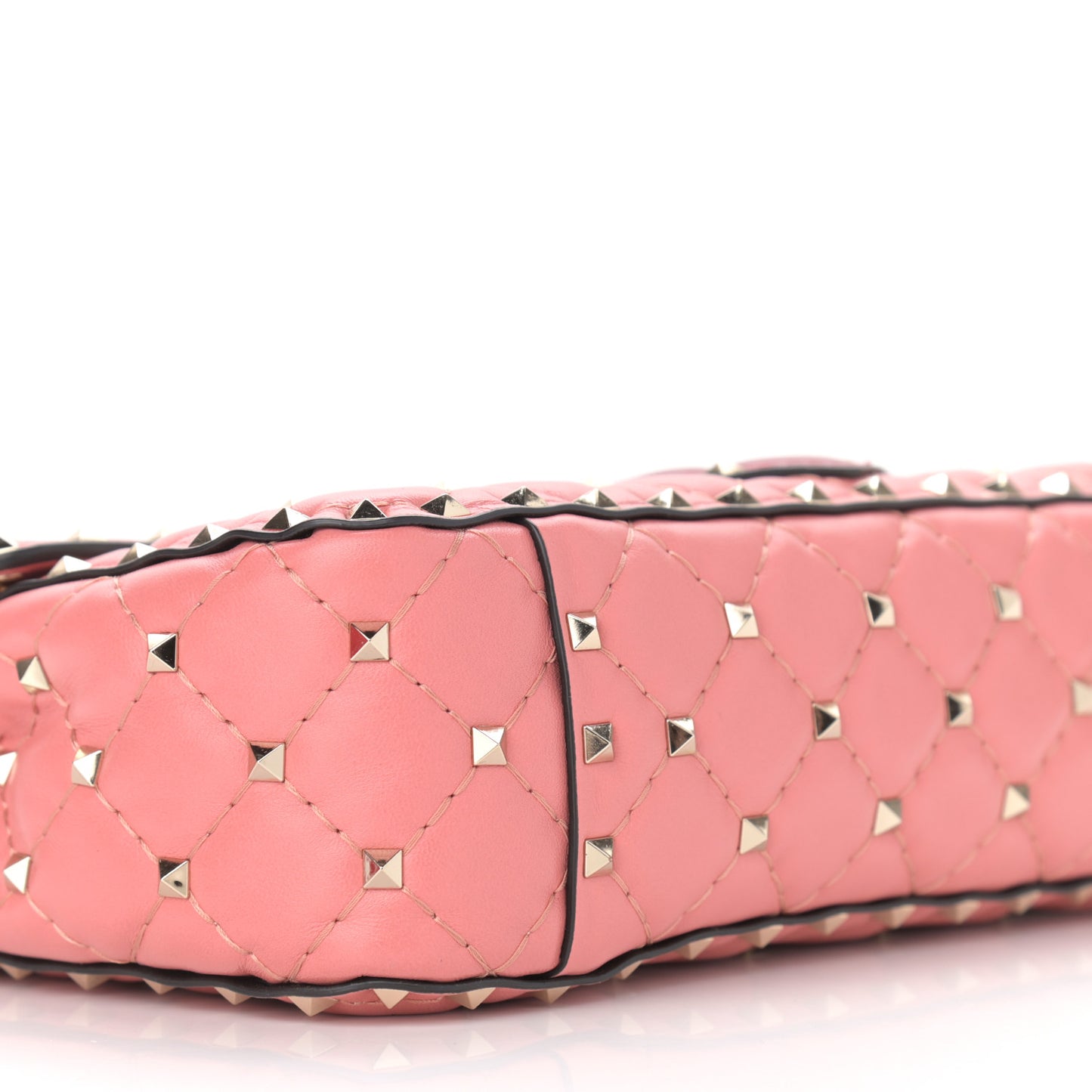 Nappa Quilted Heart Medium Rockstud Spike Shoulder Bag Paradise Rose Red