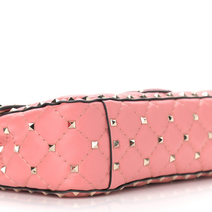 Valentino Garavani Nappa Quilted Heart Medium Rockstud Spike Shoulder Bag Paradise Rose Red 5 of 9