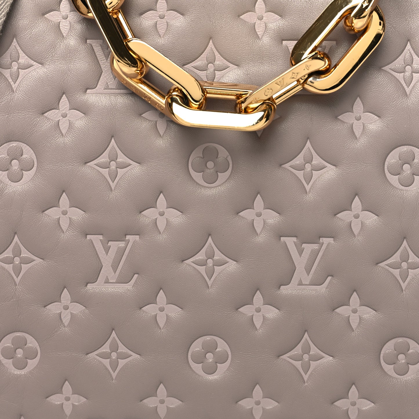 Lambskin Embossed Monogram Coussin MM Grey