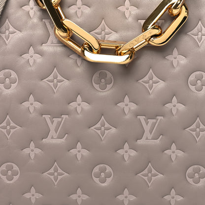 Louis Vuitton Lambskin Embossed Monogram Coussin MM Grey 9 of 11