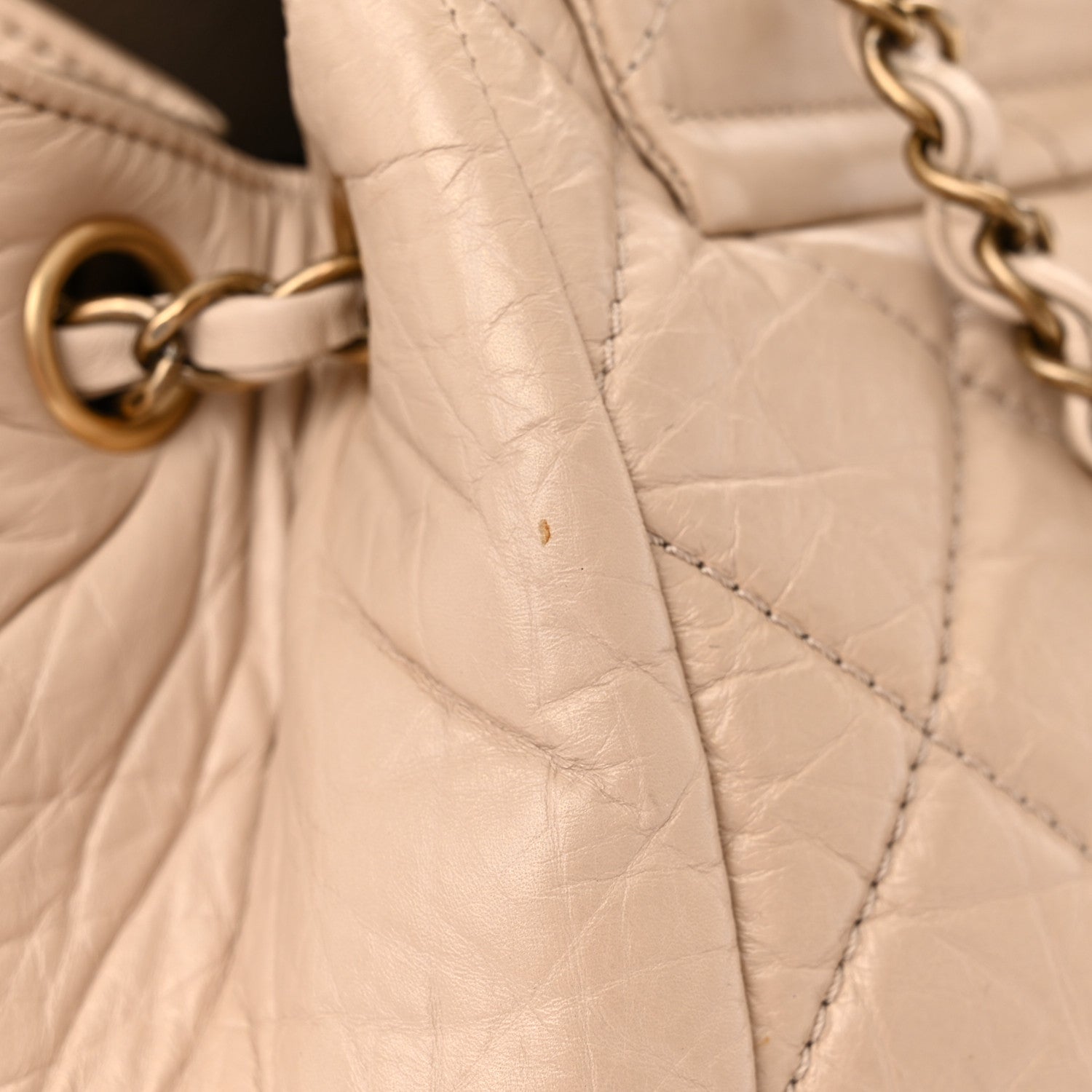 Chanel Aged Calfskin Quilted Large Pondichery Flap Beige 13 of 14