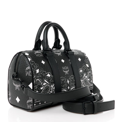 MCM Visetos Bandana Small Aren Boston Bag Black 3 of 12