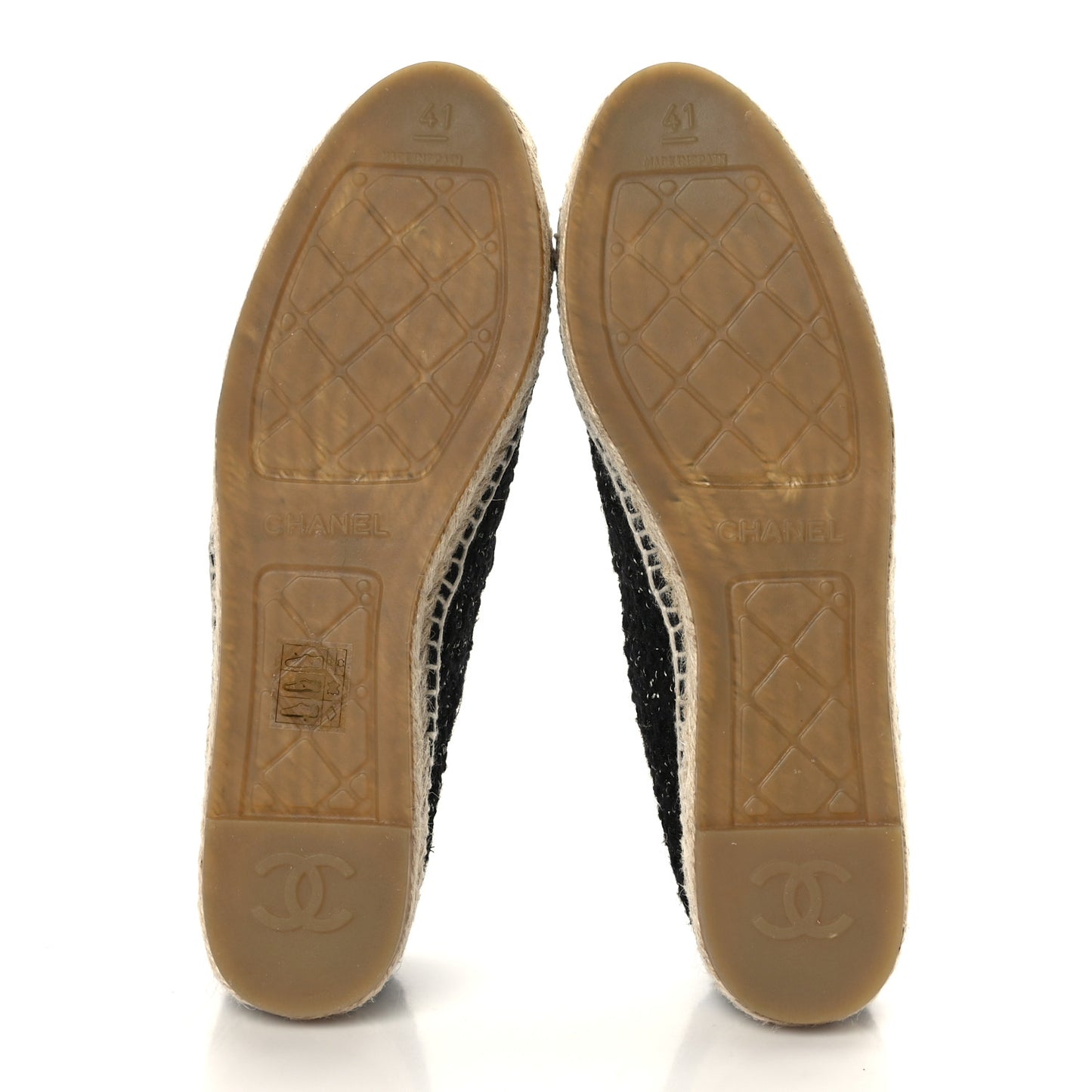 Metallic Lambskin Tweed CC Espadrilles 41 Black Silver