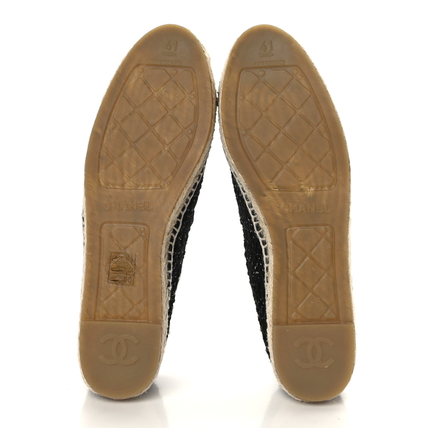Chanel Metallic Lambskin Tweed CC Espadrilles 41 Black Silver 5 of 8