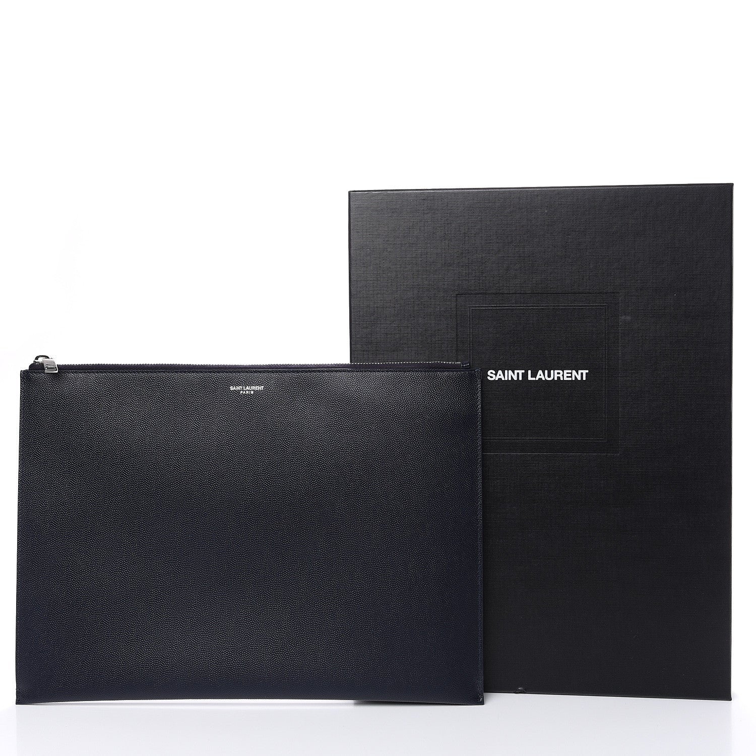 Saint Laurent Matte Grain De Poudre Zipped Document Holder Deep Marine 9 of 9
