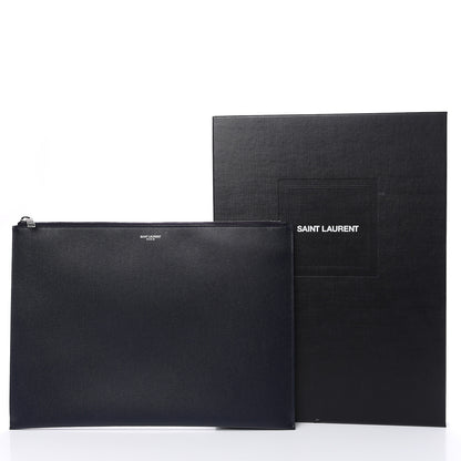 Saint Laurent Matte Grain De Poudre Zipped Document Holder Deep Marine 9 of 9