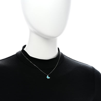 Van Cleef & Arpels 18K White Gold Turquoise Sweet Alhambra Butterfly Pendant Necklace 2 of 5