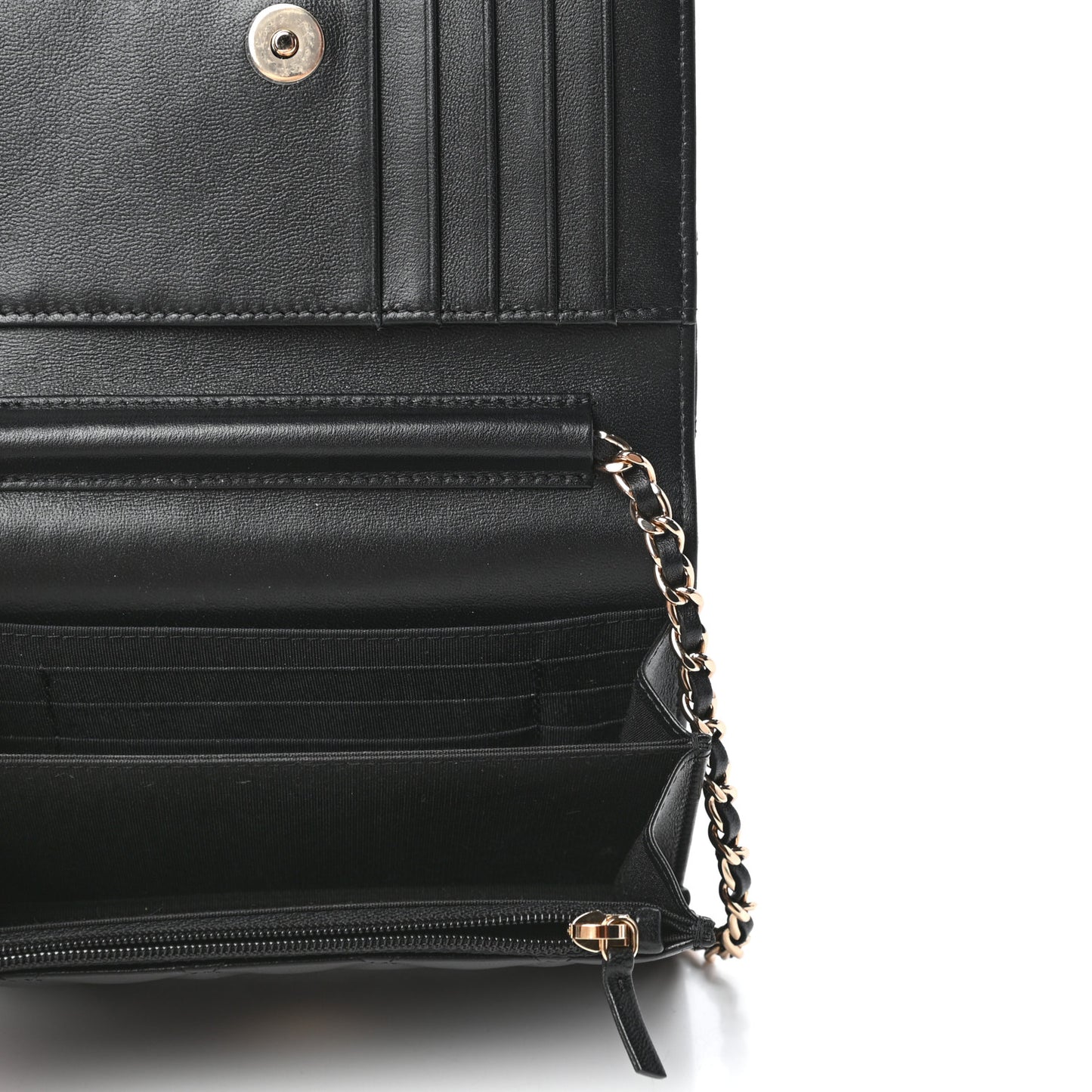 Lambskin Quilted Mini Camellia Bow Wallet On Chain WOC Black
