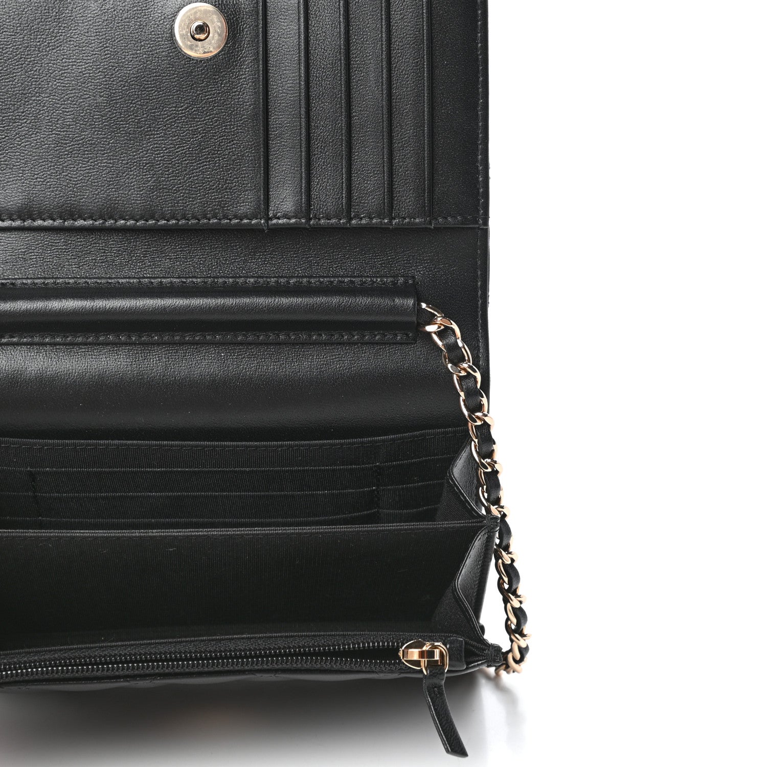 Chanel Lambskin Quilted Mini Camellia Bow Wallet On Chain WOC Black 5 of 10
