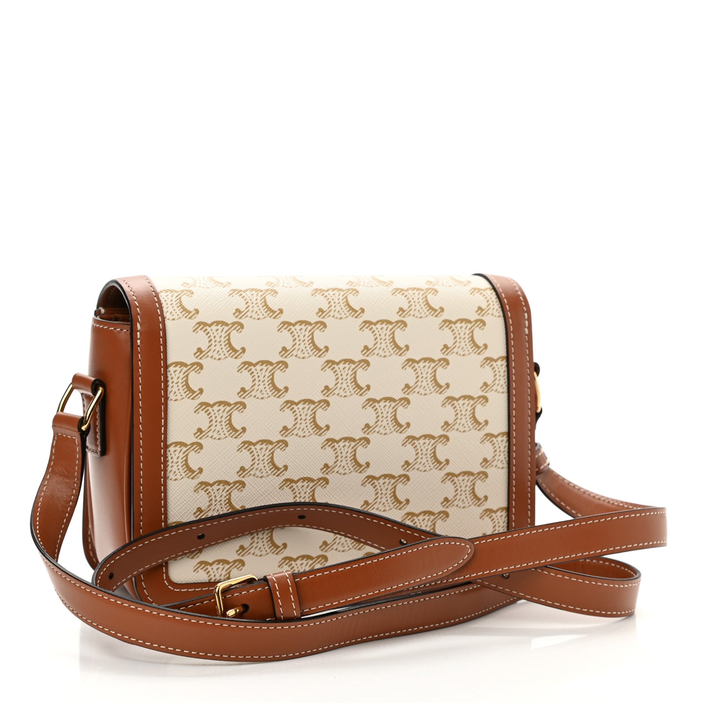 Calfskin Triomphe Canvas Teen Triomphe Bag White