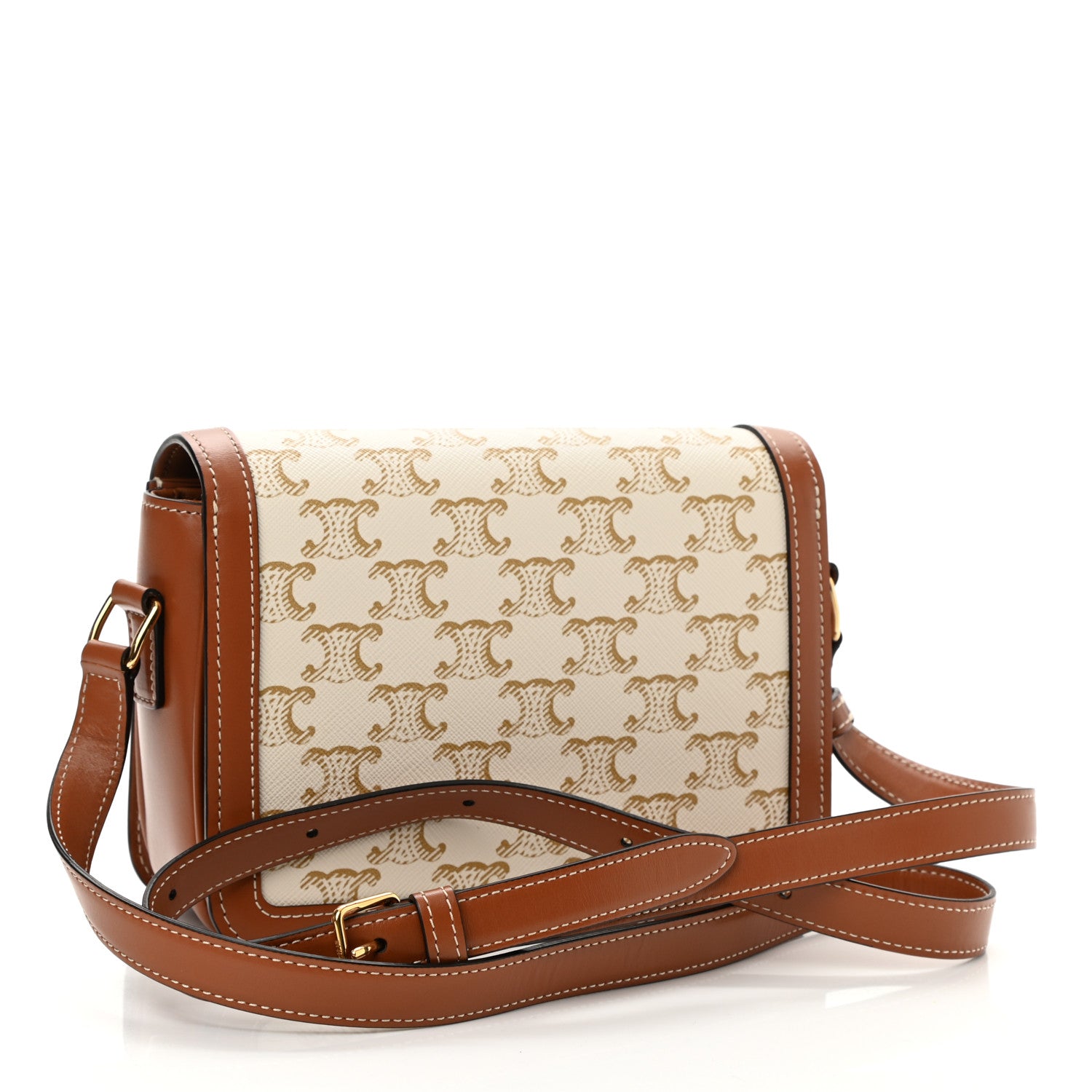 Celine Calfskin Triomphe Canvas Teen Triomphe Bag White 3 of 8
