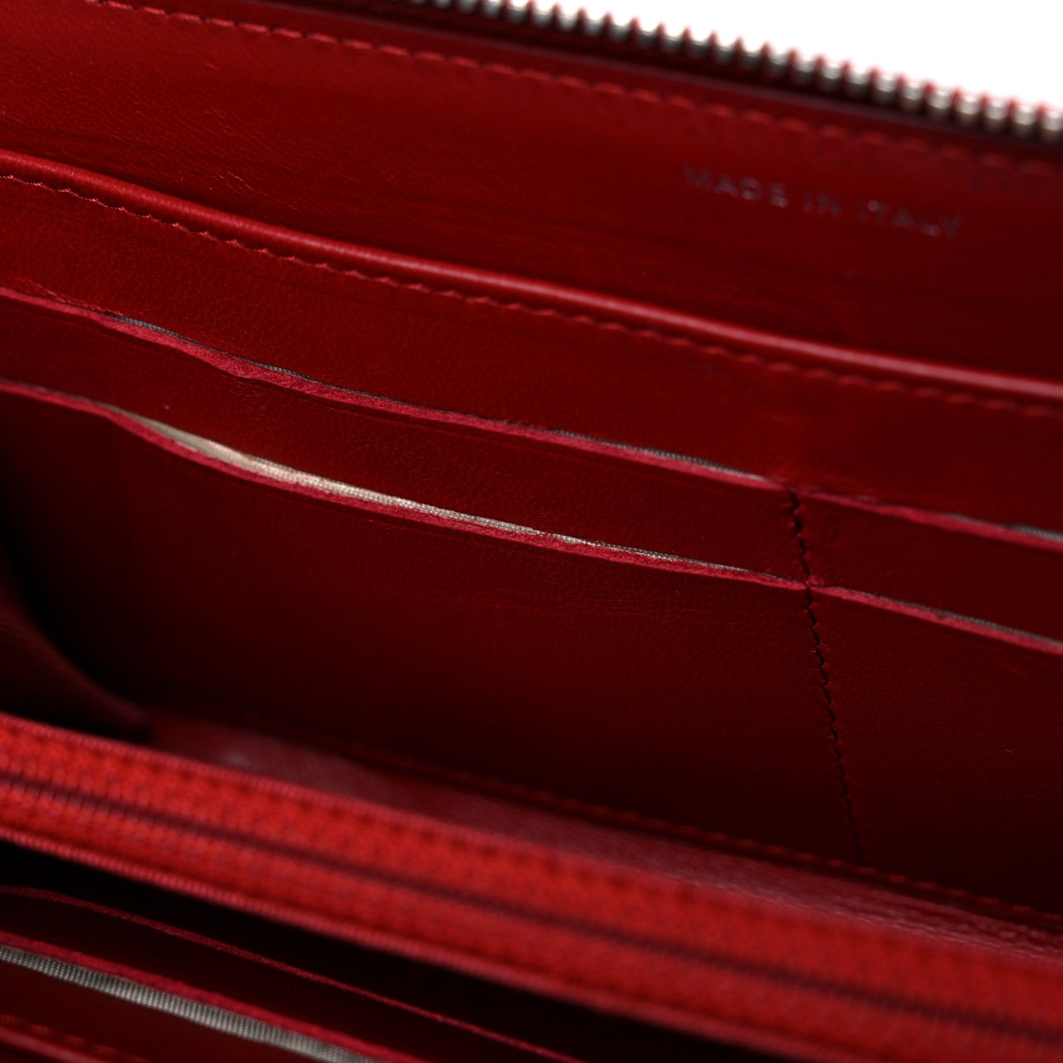 Chanel Lambskin Quilted Gusset Zip Around Wallet Red 21 of 25