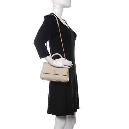 Chanel Caviar Chevron Quilted Mini Coco Handle Flap Ivory 2 of 11