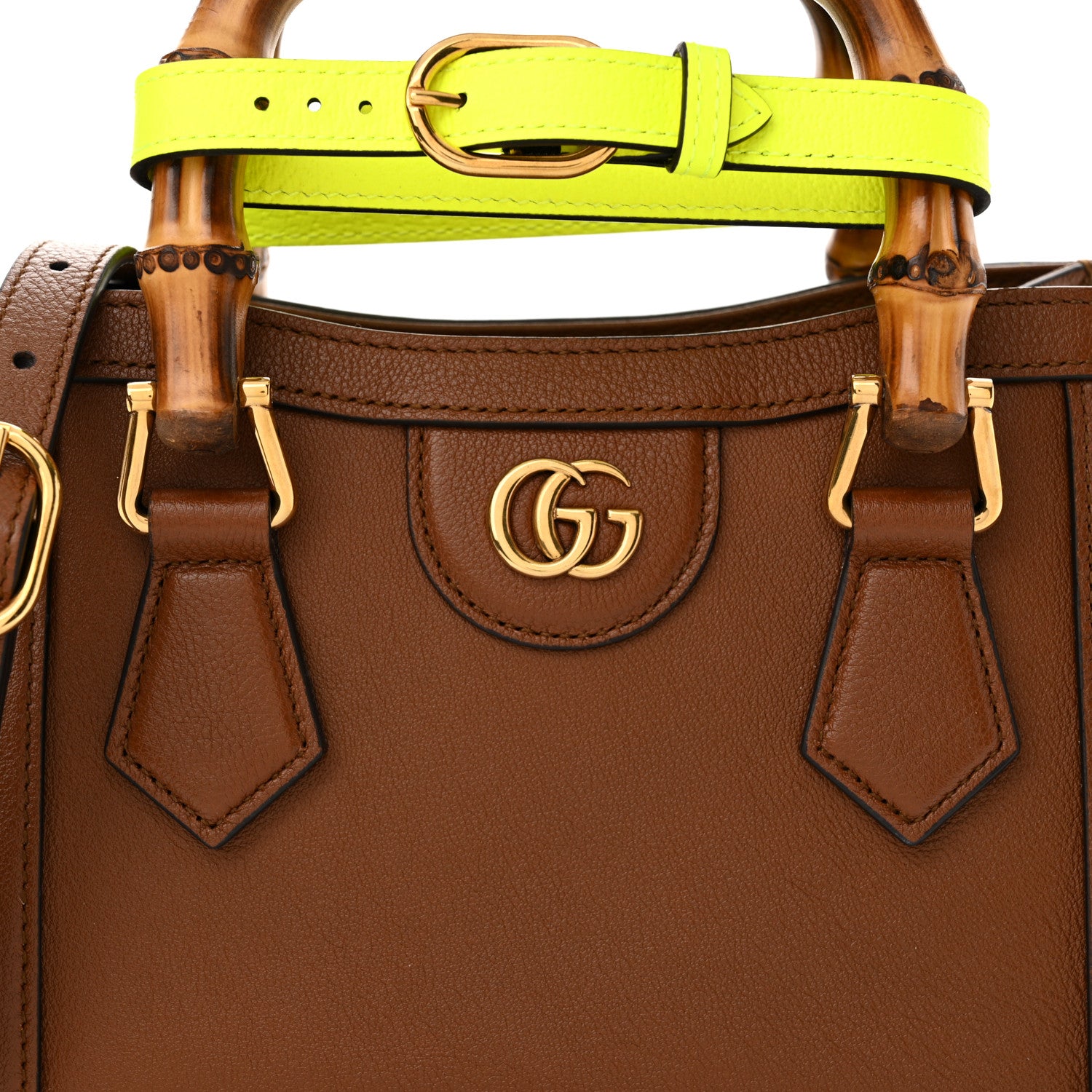 Gucci Wonka Grain Calfskin Mini Diana Tote Bag Cuir Yellow Fluo 8 of 10