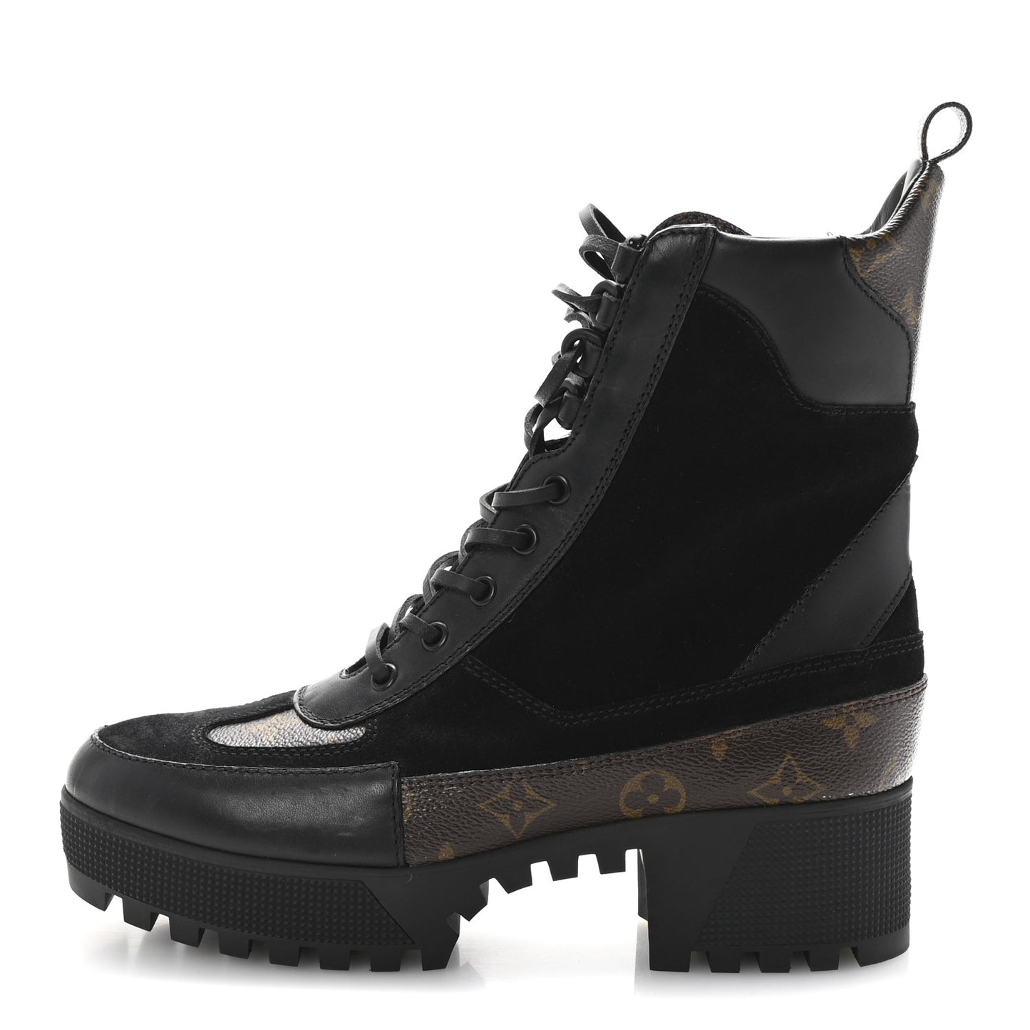 Suede Calfskin Monogram Laureate Platform Desert Boots 40 Black