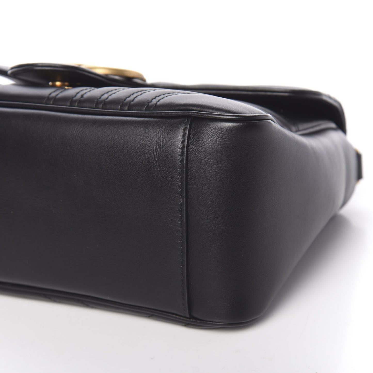 Calfskin Matelasse Small GG Marmont Top Handle Shoulder Bag Black