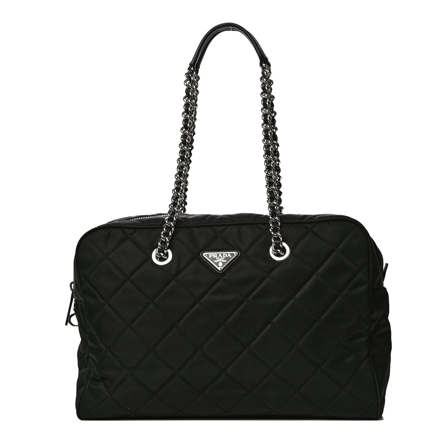 Nylon Tessuto Impuntu Quilted Shoulder Bag Black