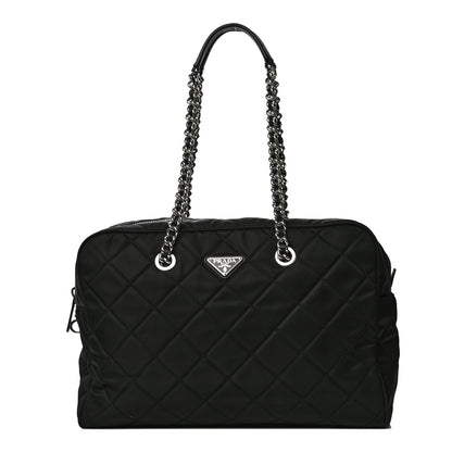 Prada Nylon Tessuto Impuntu Quilted Shoulder Bag Black 2 of 11