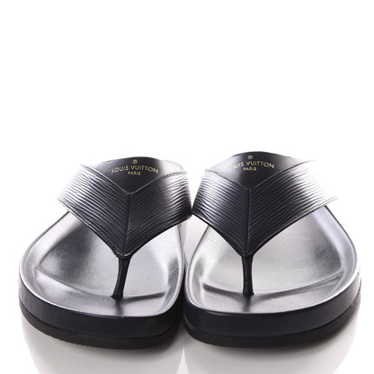 Louis Vuitton Epi Mens Mirabeau Thong Sandals 8 Black Indigo 3 of 8