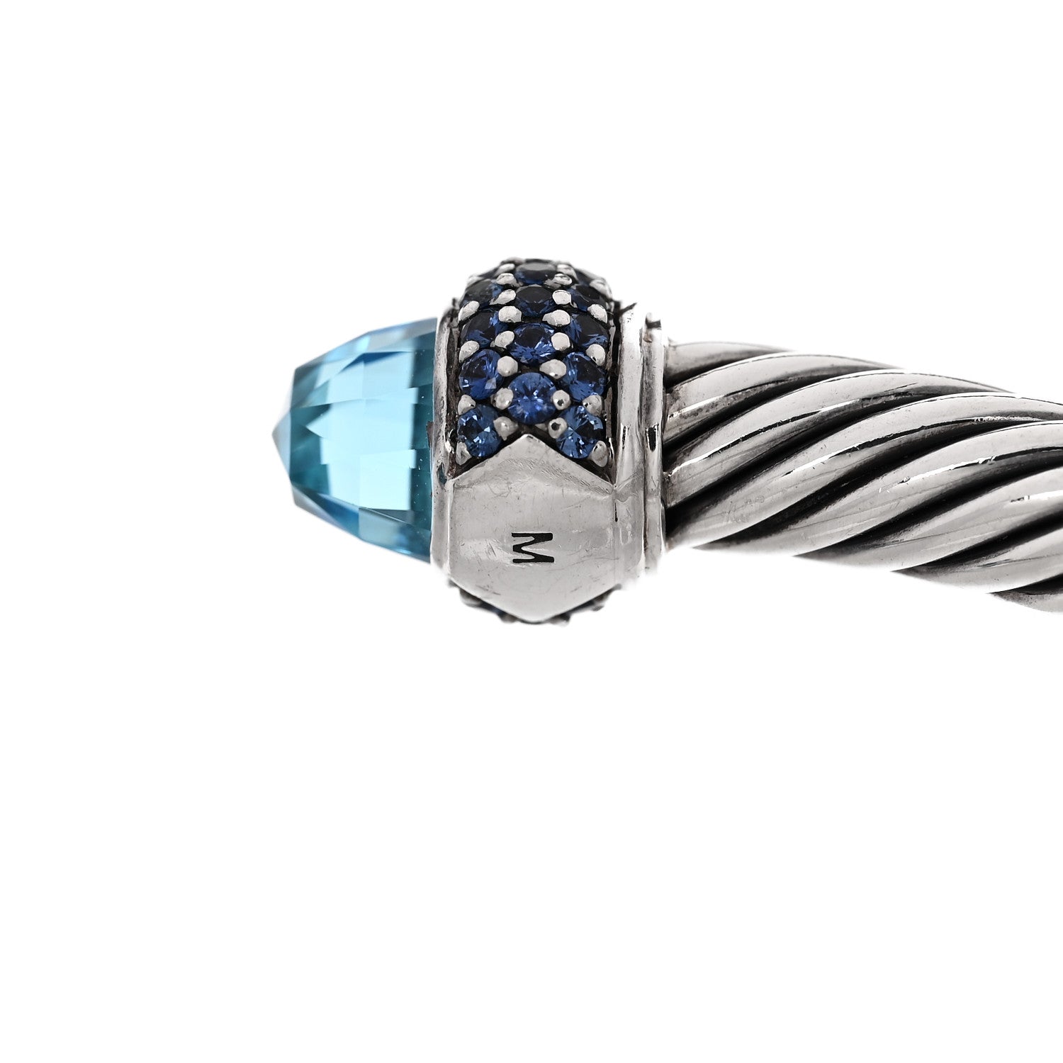 David Yurman Sterling Silver Blue Topaz Blue Sapphire 5mm Cable Candy Bracelet 4 of 4