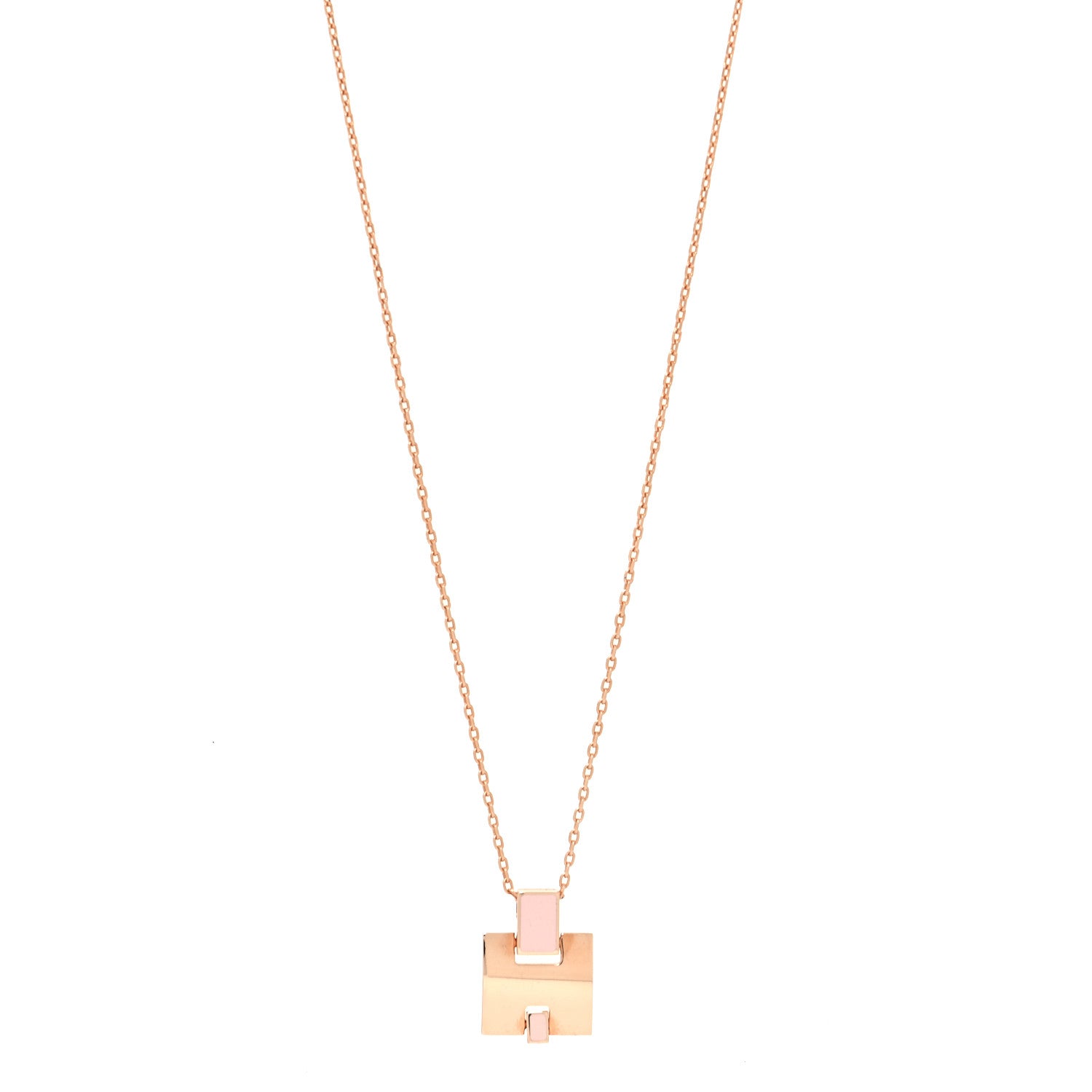 Hermes Rose Gold Plated Lacquered Eileen Pendant Necklace Rose Dragee 1 of 5