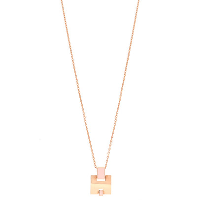 Hermes Rose Gold Plated Lacquered Eileen Pendant Necklace Rose Dragee 1 of 5