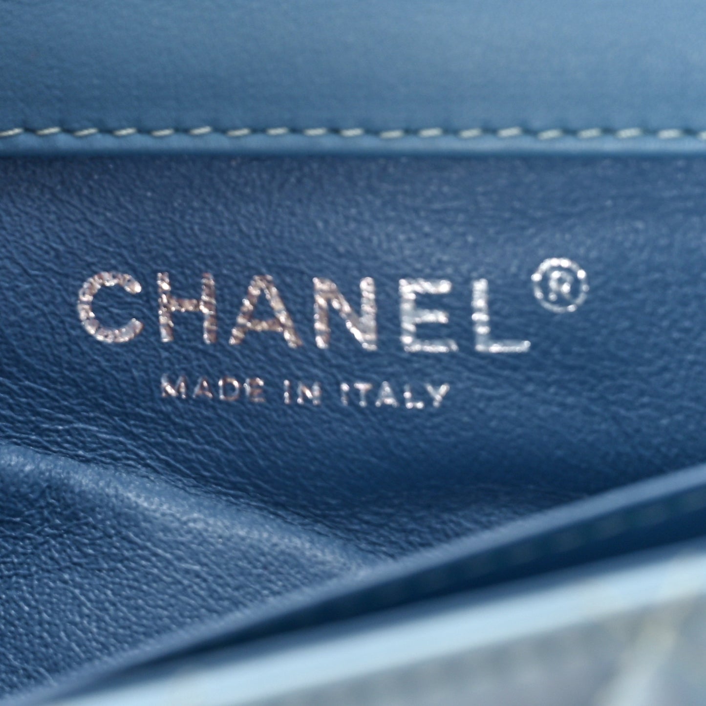 Patent Quilted Extra Mini Flap Light Blue