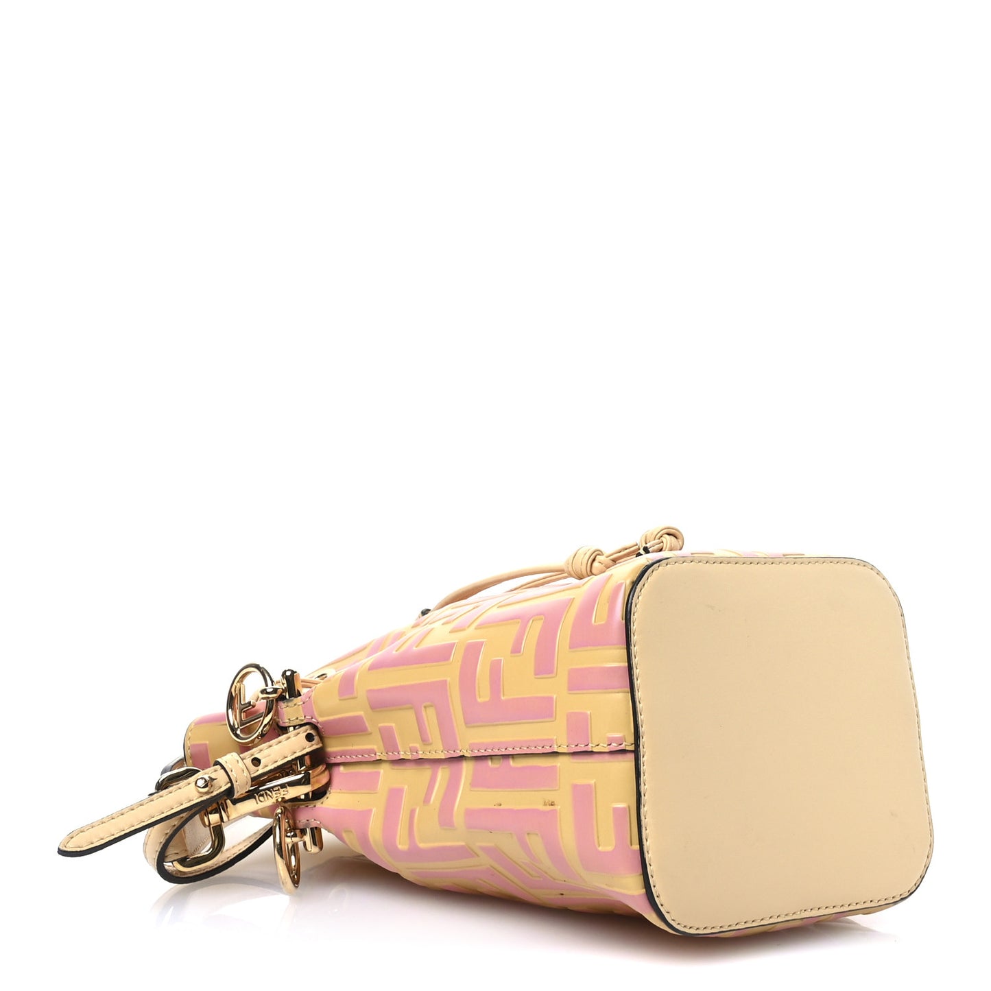 Vitello Liberty F is Fendi Bi-Color FF 1974 Embossed Mini Mon Tresor Bucket Bag Savana Lollypop