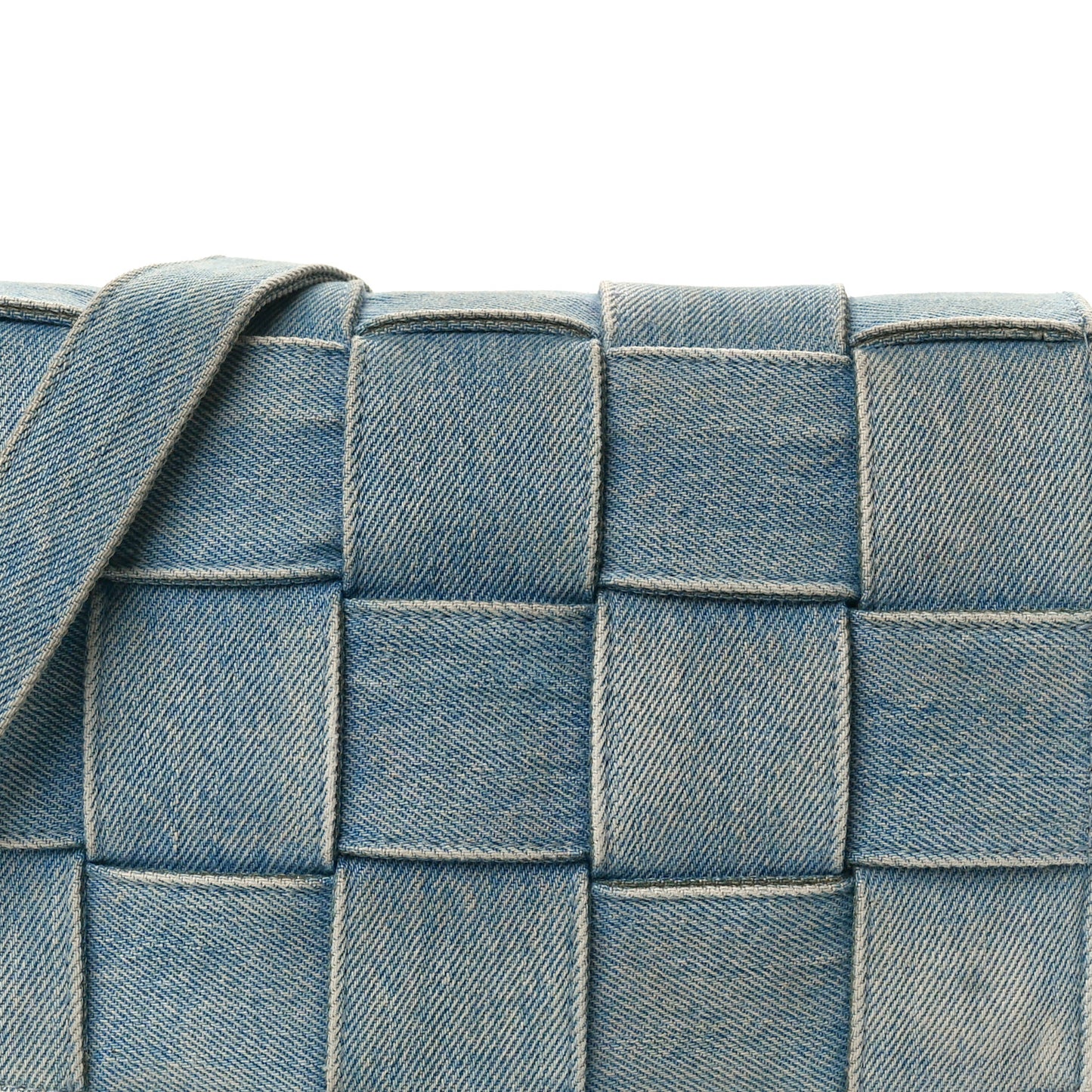 Denim Maxi Intrecciato Cassette Crossbody Bag Blue