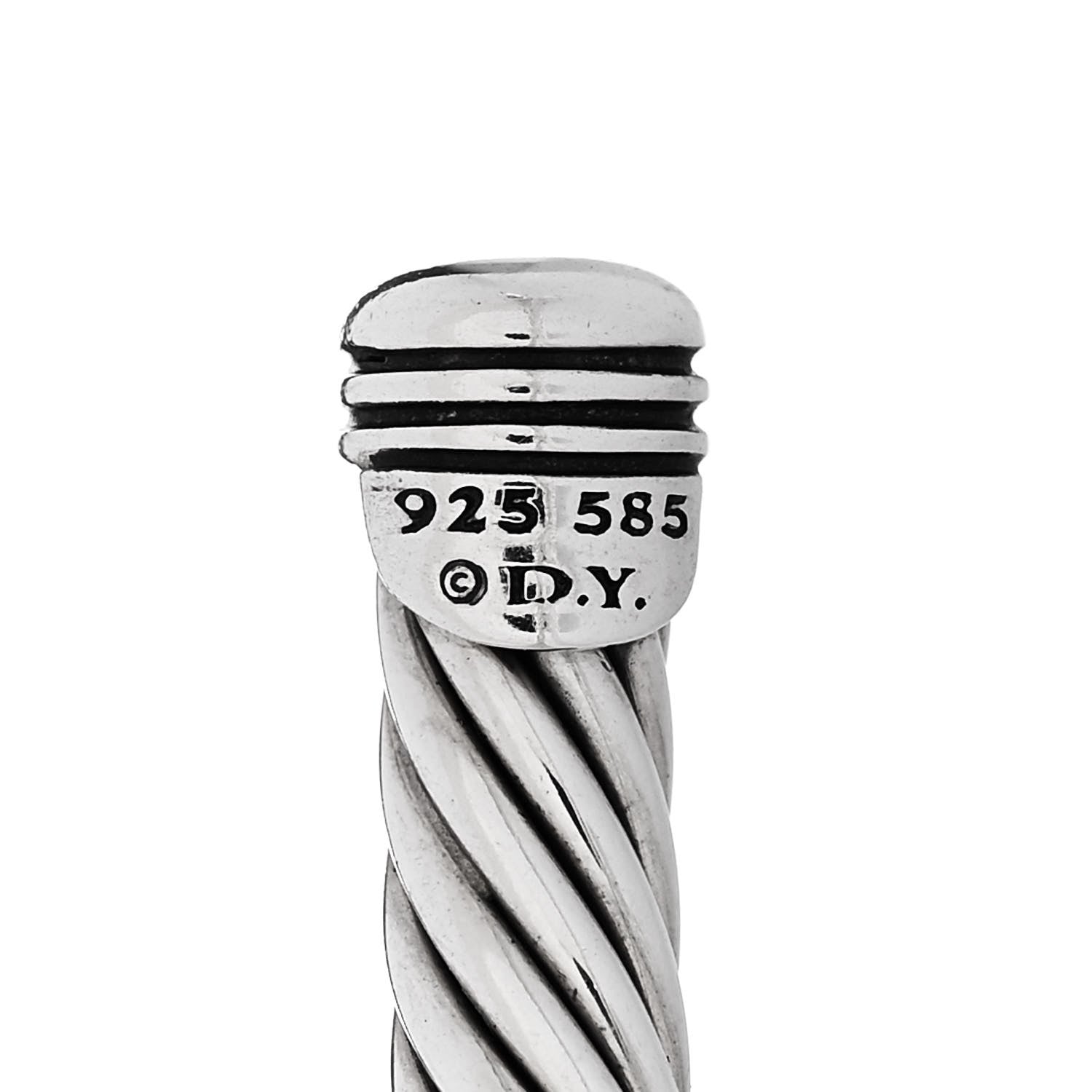 David Yurman Sterling Silver 14K Yellow Gold 5mm X Station Cable Bracelet 3 of 4