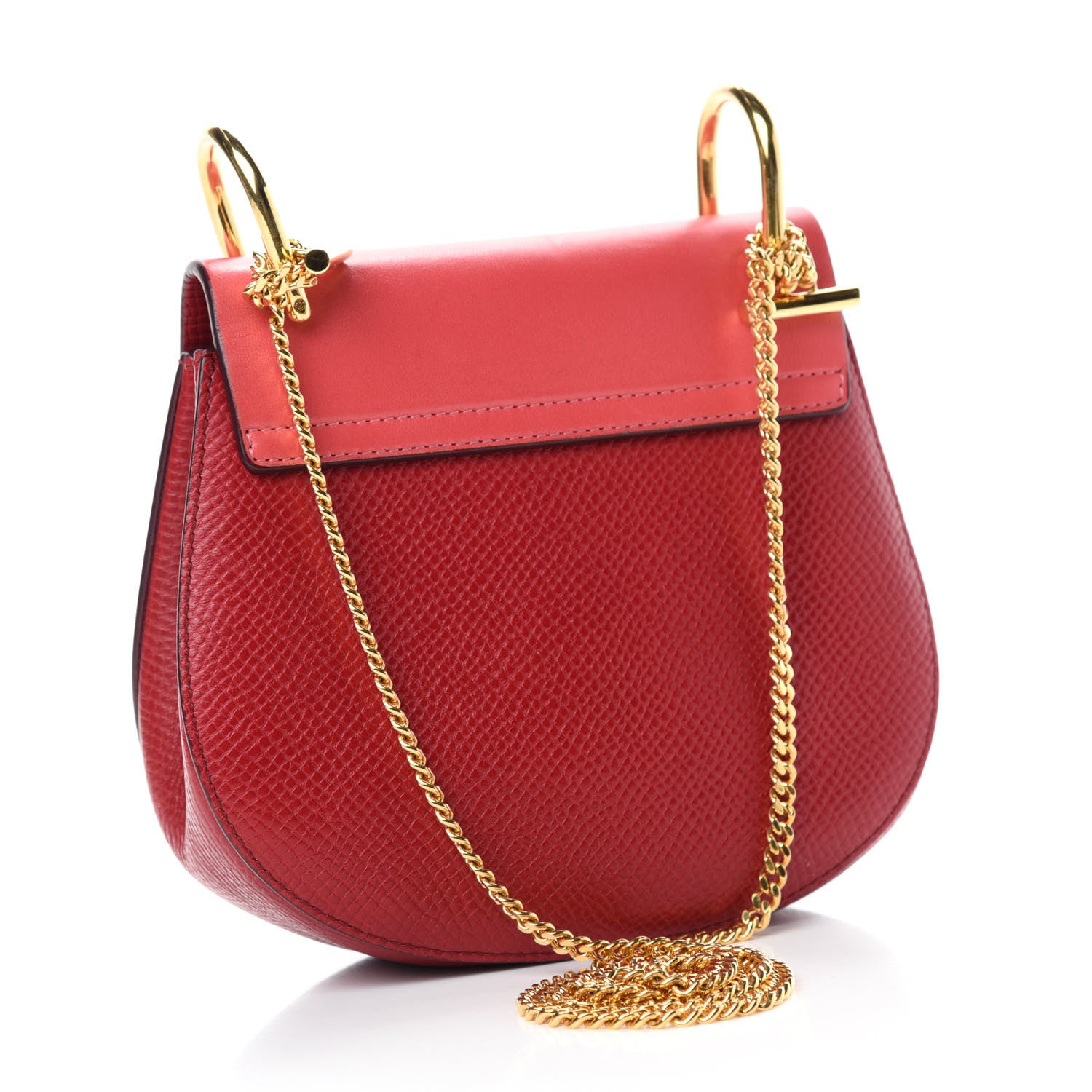 Chloe Grained Calfskin Lambskin Drew Shoulder Bag Red 3 of 9