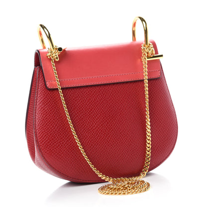 Chloe Grained Calfskin Lambskin Drew Shoulder Bag Red 3 of 9