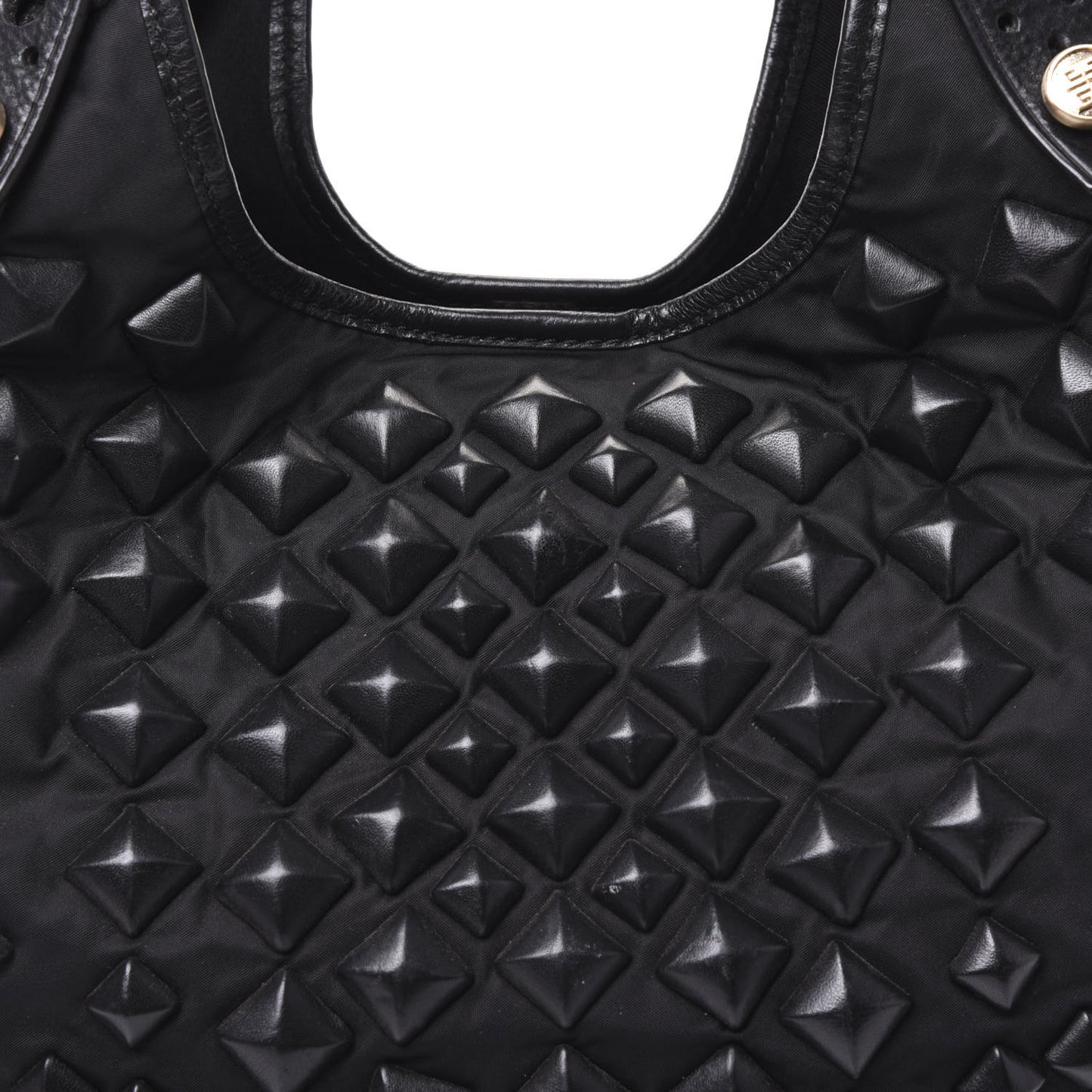 Nylon Studded Shoulder Bag Black