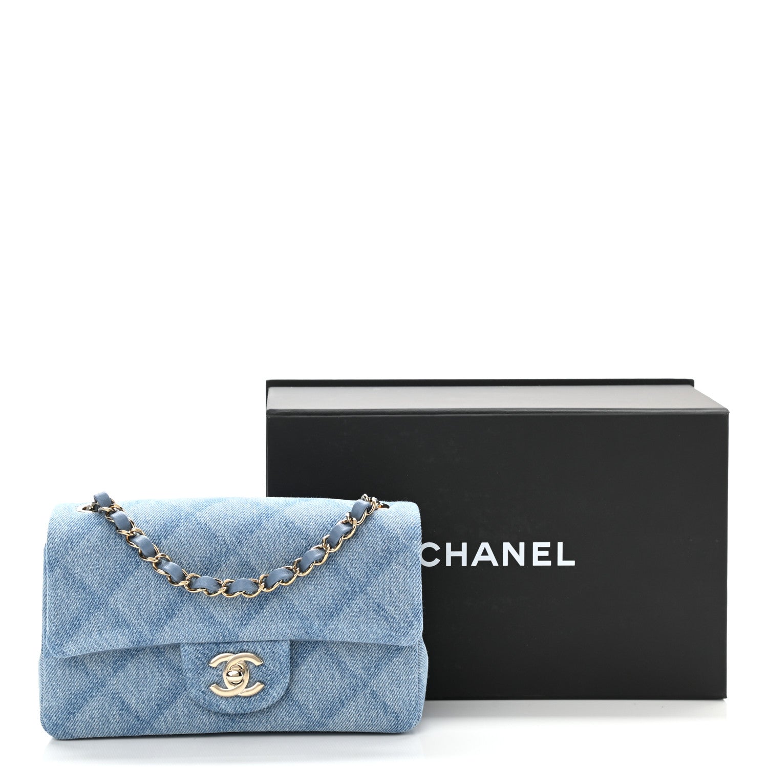 Chanel Denim Quilt Print Mini Rectangular Flap Light Blue 11 of 11