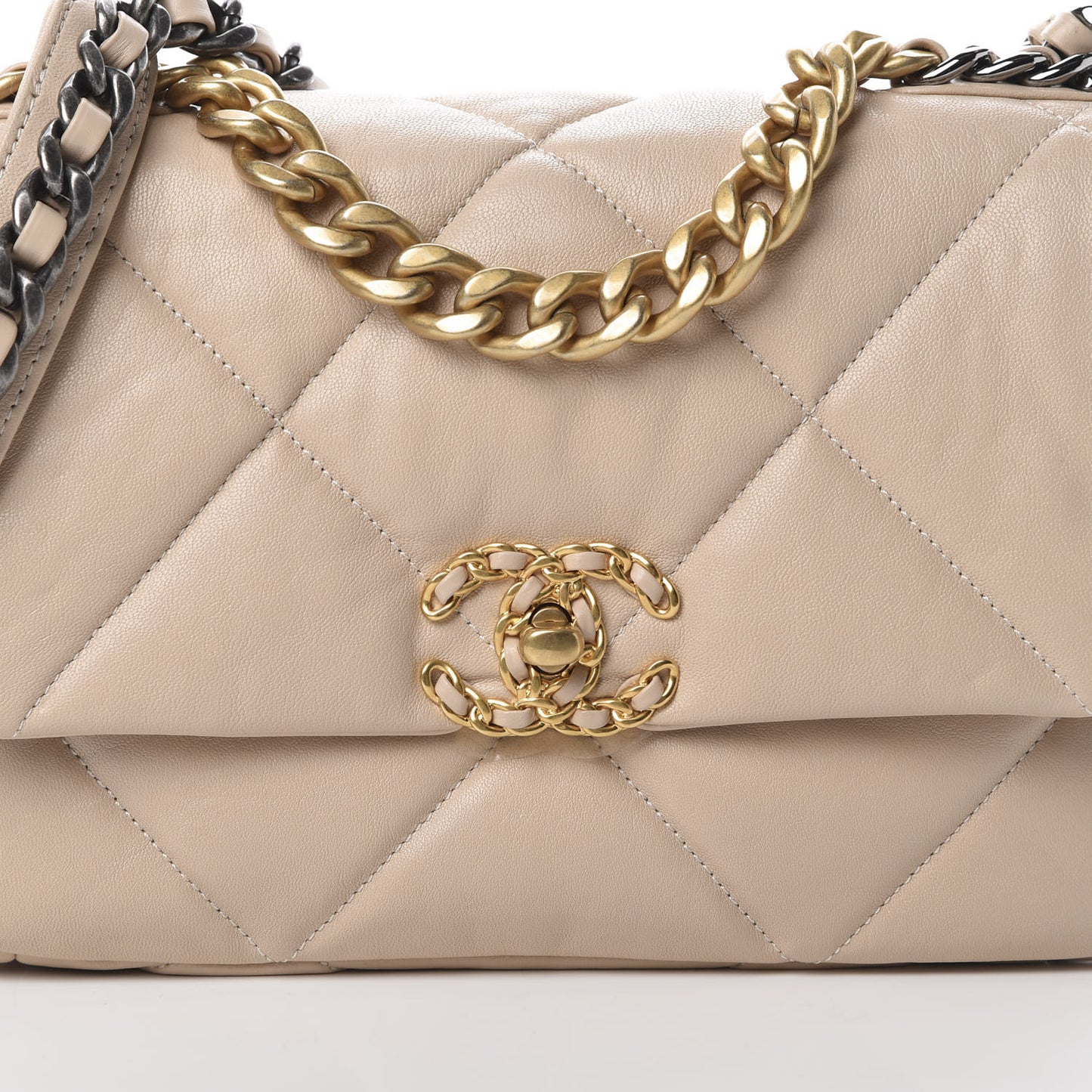 Lambskin Quilted Medium 19 Flap Light Beige