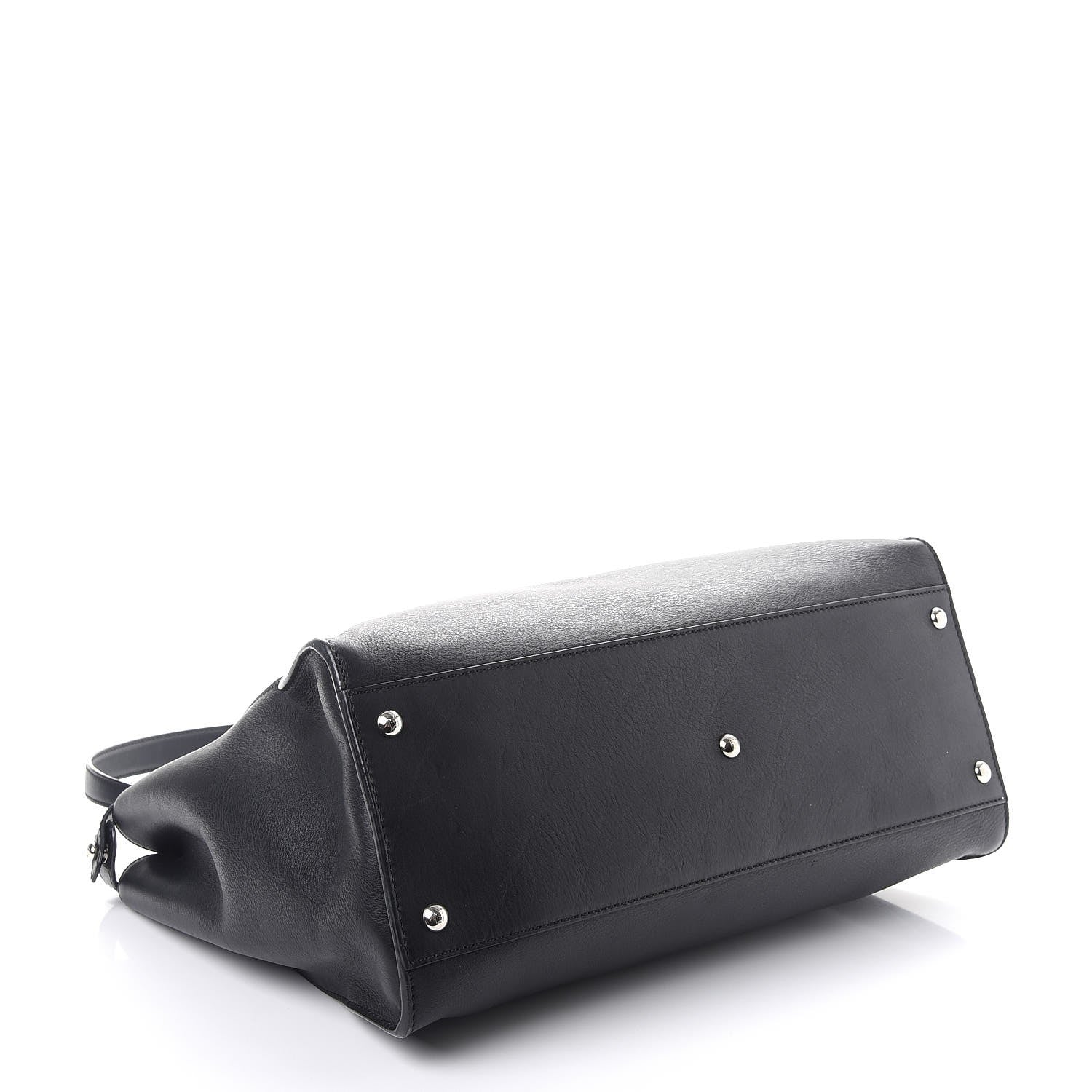 Fendi Vitello Dolce Shiny Nappa Large Peekaboo Iconic Satchel Black Camelia 4 of 13