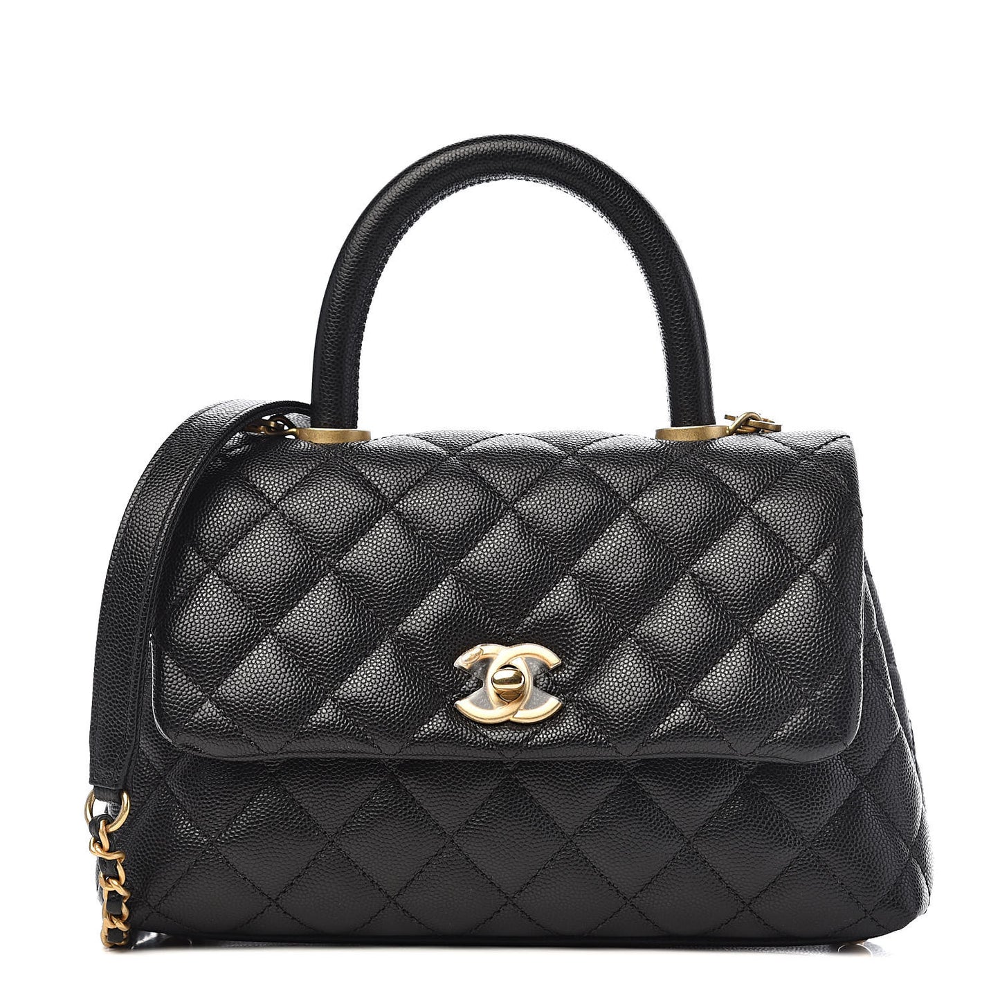 Caviar Quilted Mini Coco Handle Flap Black