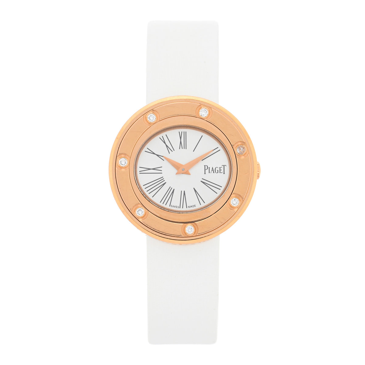 18K Rose Gold Satin Diamond 29mm Possession Quartz Watch White