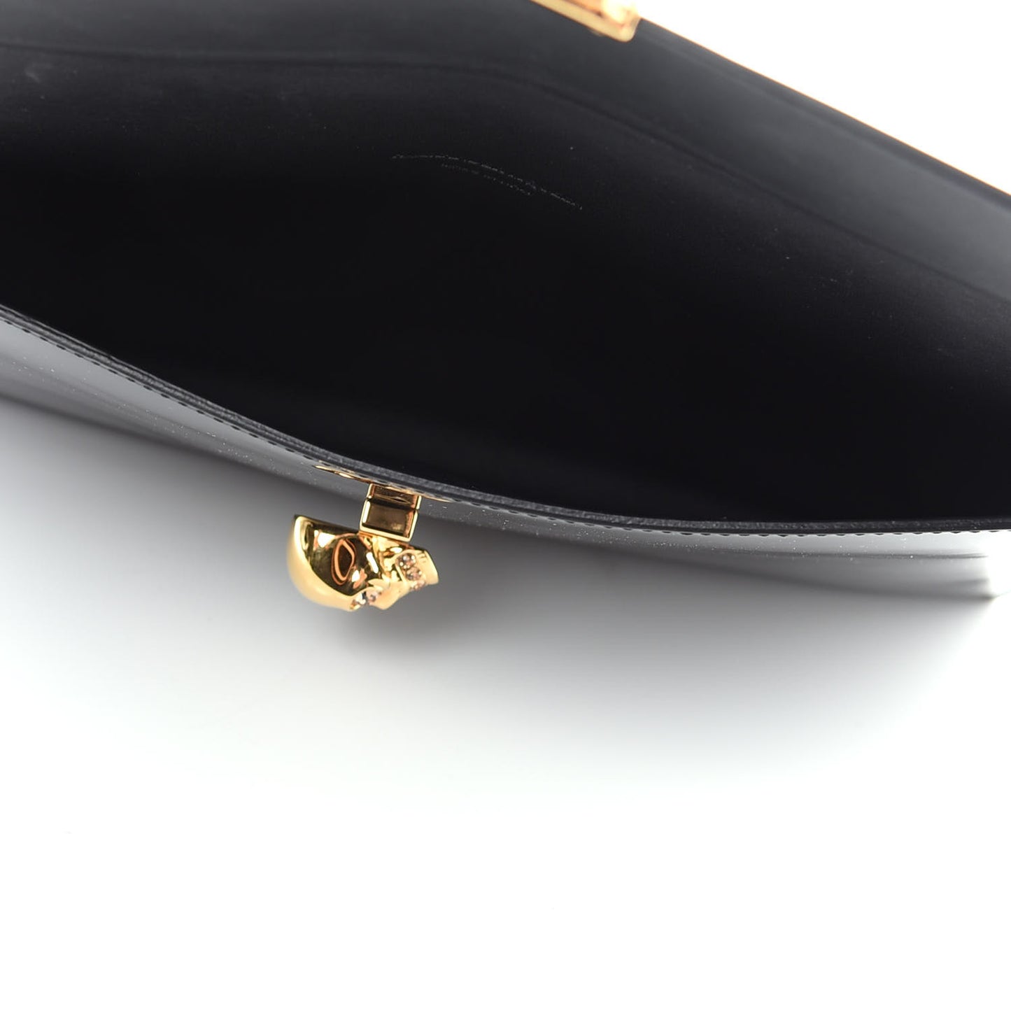 Patent Skull Lock Envelope Clutch